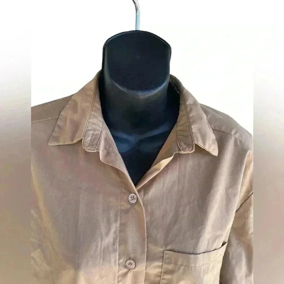 Fashon Nova women’s tunic camisole high low button down pocket tan Khaki beige - Picture 3 of 8